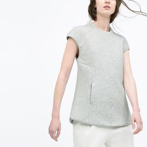 Zara Woman Neoprene Gray Shirt Medium NWT